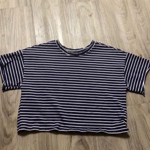 Blue and white striped crop top
